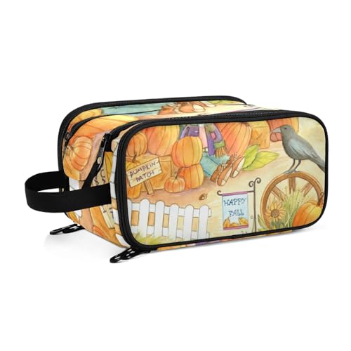 Pumpkin Patch Reise Kulturbeutel für Frauen Mädchen Männer Tragbare Wasserdichte Waschtasche Kosmetiktasche Make-up Fall, #1, Einheitsgröße, Beauty Case von ISAOA