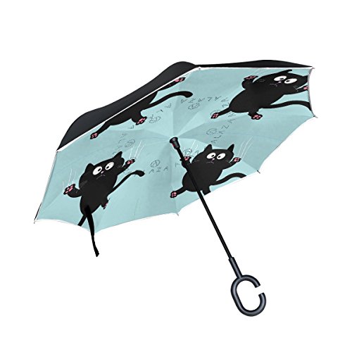 isaoa Gro?e Schirm Regenschirm Winddicht Doppelschichtige seitenverkehrt Faltbarer Regenschirm,C-f?rmigem Henkel Regenschirm 4?niedliche Schwarze Katze Regenschirm f¨¹r Kinder und Damen isaoa Gro?e Schirm Regenschirm Winddicht Doppelschichtige seitenverkehrt Faltbarer Regenschirm,C-f?rmigem Henkel Regenschirm 4?niedliche Schwarze Katze Regenschirm f¨¹r Kinder und Damen von ISAOA
