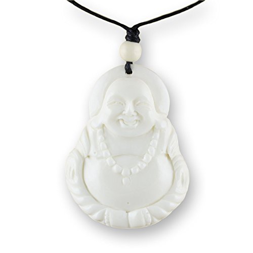 Island Piercings Halskette Handgefertigter Amulett Anhänger Buddha aus Knochen PB357 von Island Piercings