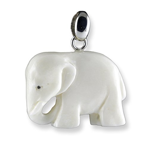 ISLAND PIERCINGS Handgefertigter Anhänger weisser Elefant aus Knochen und Silber PB370 von ISLAND PIERCINGS