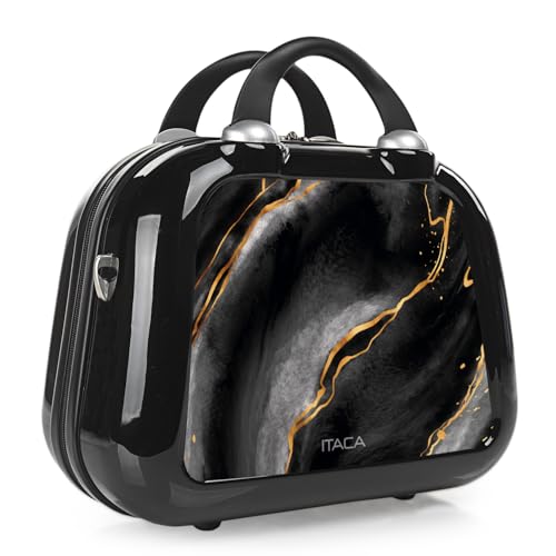 ITACA - Kosmetikkoffer Hartschale Groß, Beautycase Damen, Trolley & Handgepäck Koffer: Beauty Case Hartschale, Kosmetik Koffer, Kosmetiktasche Groß - Ideal für Reisen! 703135, Schwarz-Lava von ITACA