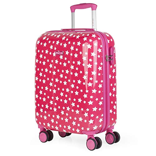 ITACA - Koffer Kinder Jungen Starre Kinder Koffer Leichte - Kinderkoffer Jungen für Flugzeugkabine Koffer Kinder Mädchen mit 4 Rädern - Koffer für Kinder 55x40x20 - Kinderkoffer Mädchen Kombi, Fuchsia von ITACA