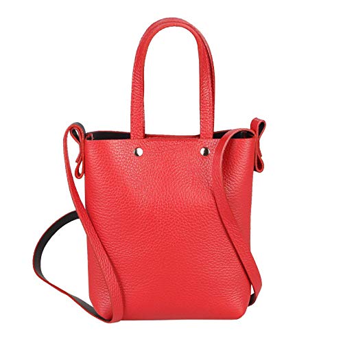 OBC Made in Italy Damen Leder Tasche Crossbody Umhängetasche Schultertasche Crossover Ledertasche Minibag Abendtasche Rot von ITALYSHOP24.COM