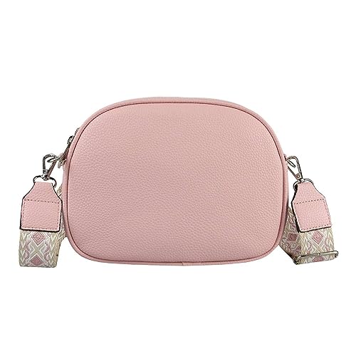 Damen Tasche Crossbody Umhängetasche Gürteltasche Bodybag Schultertasche Crossover Damentasche Kunstleder Handtasche Muster Taschengurt Reise Rosa Gurt mit Muster von ITALYSHOP24