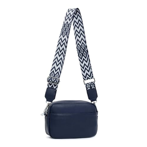 Damen Tasche Gürteltasche Brusttasche Umhängetasche Schultertasche Bauchtasche Crossbody Bag Hüfttasche Handtasche Abendtasche Kunstelder Dunkelblau V1 von ITALYSHOP24