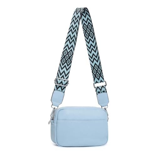 Damen Tasche Gürteltasche Brusttasche Umhängetasche Schultertasche Bauchtasche Crossbody Bag Hüfttasche Handtasche Abendtasche Kunstelder Hellblau von ITALYSHOP24