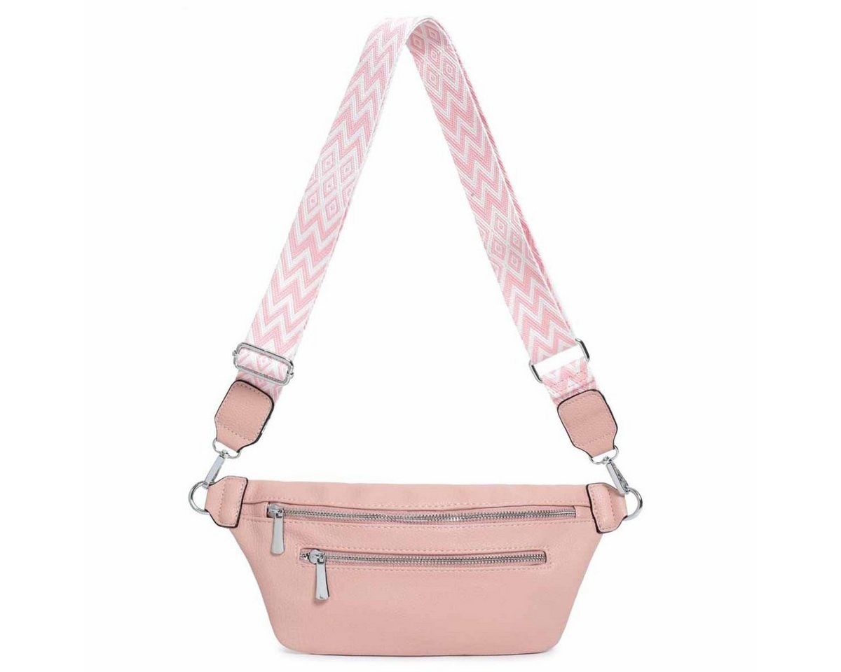 ITALYSHOP24 Bauchtasche Damen Brusttasche Bodybag Crossover Umhängetasche Gürteltasche Bag (Spar-Set aus einer Tasche mit einem breitem Muster Stoffgurt/Umhängeband), Crossbody Handytasche Hüfttasche Schultertasche Handytasche Geldbörse von ITALYSHOP24