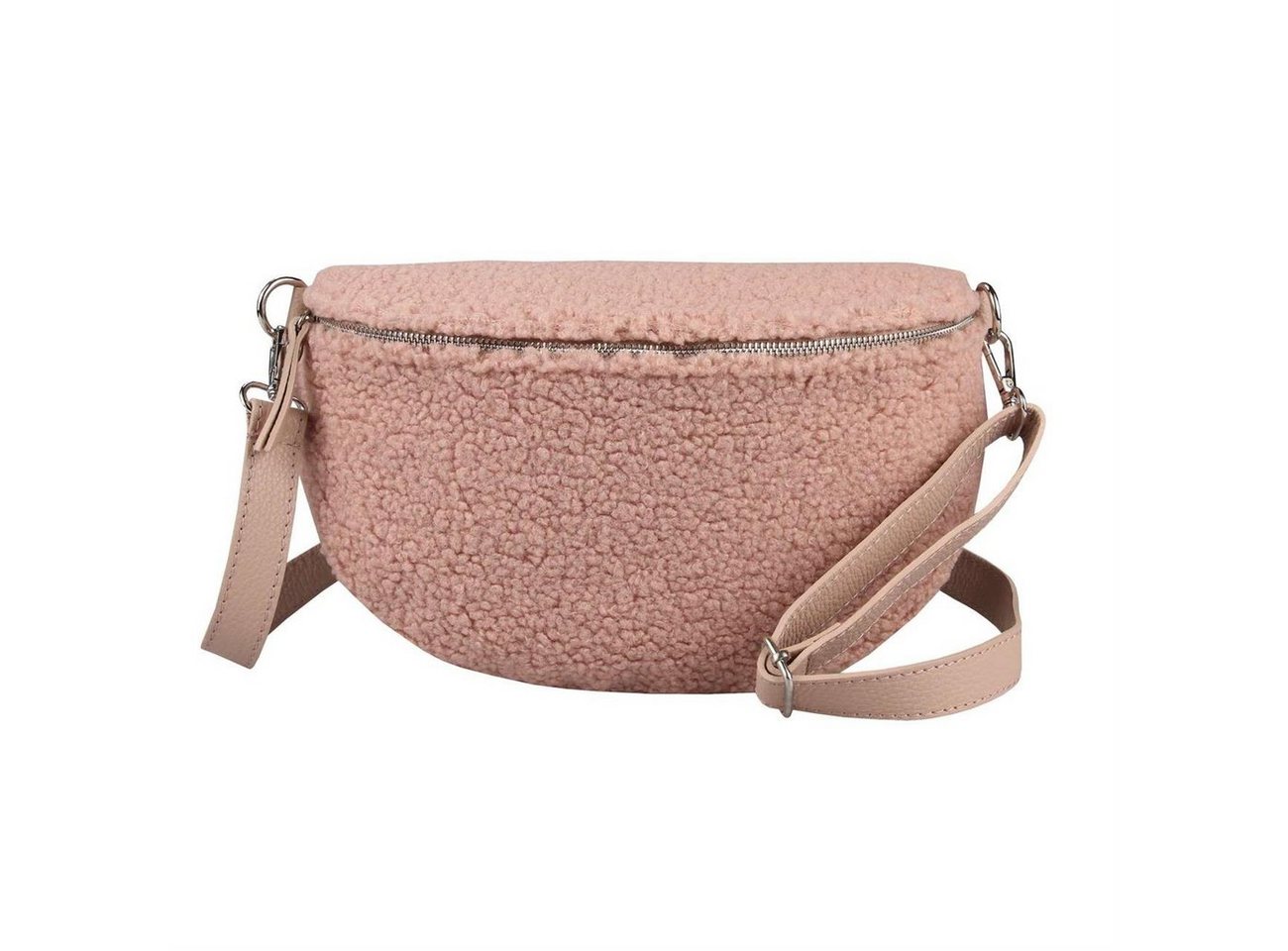 ITALYSHOP24 Bauchtasche Damen Teddyfell Tasche CrossBody Hüfttasche Leder, als Schultertasche, CrossOver, Umhängetasche tragbar von ITALYSHOP24