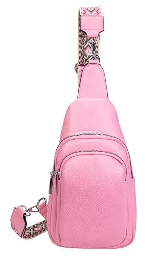 ITALYSHOP24 OBC Unisex Crossbody Bodybag Sling Tasche Rucksack Crossover Schultertasche Brusttasche Umhängetasche Bag damen herren Rosa von ITALYSHOP24