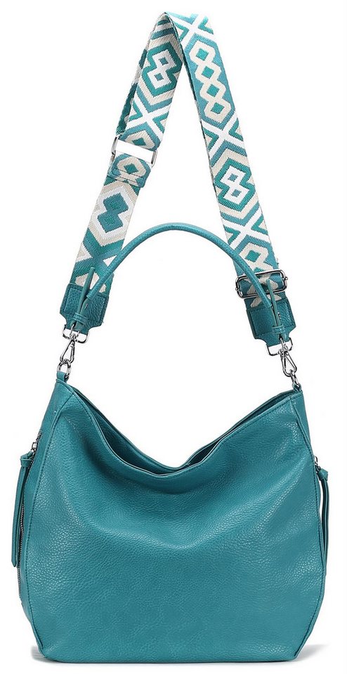 ITALYSHOP24 Schultertasche DAMEN TASCHE SHOPPER Hobo Cross Over Bag Reisetasche Umhängetasche, LEDER OPTIK Beuteltasche Cross body für Schule Reise Freizeit Urlaub von ITALYSHOP24