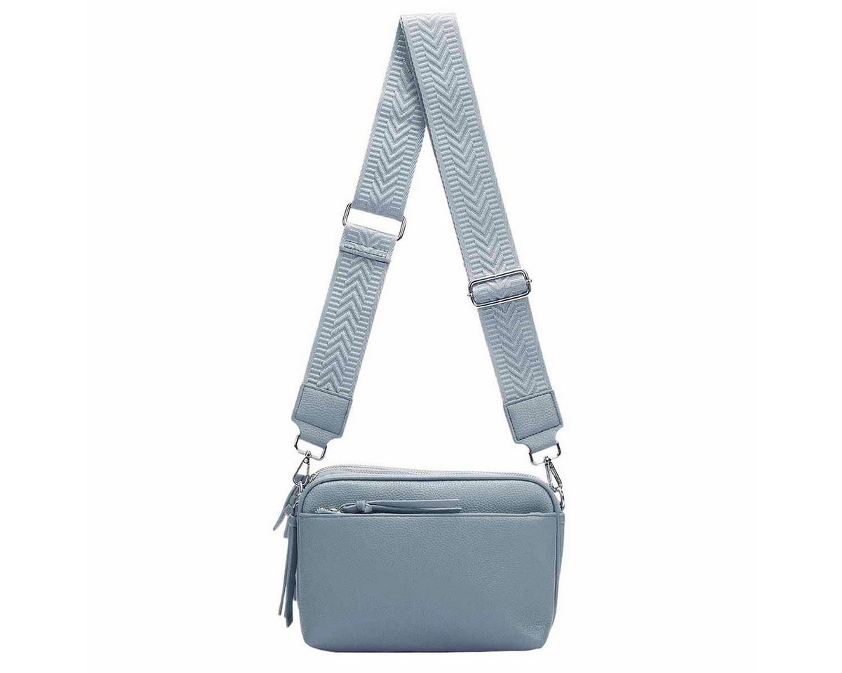 ITALYSHOP24 Schultertasche Damen Umhängetasche Brusttasche Cross Over Body Bag Handy Clutch (Spar-Set Clutch-Tasche mit einem breitem Muster Stoffgurt/Umhängeband), viele Fächer, Freizeit Damentasche Reise Leder Optik Kosmetiktasche von ITALYSHOP24