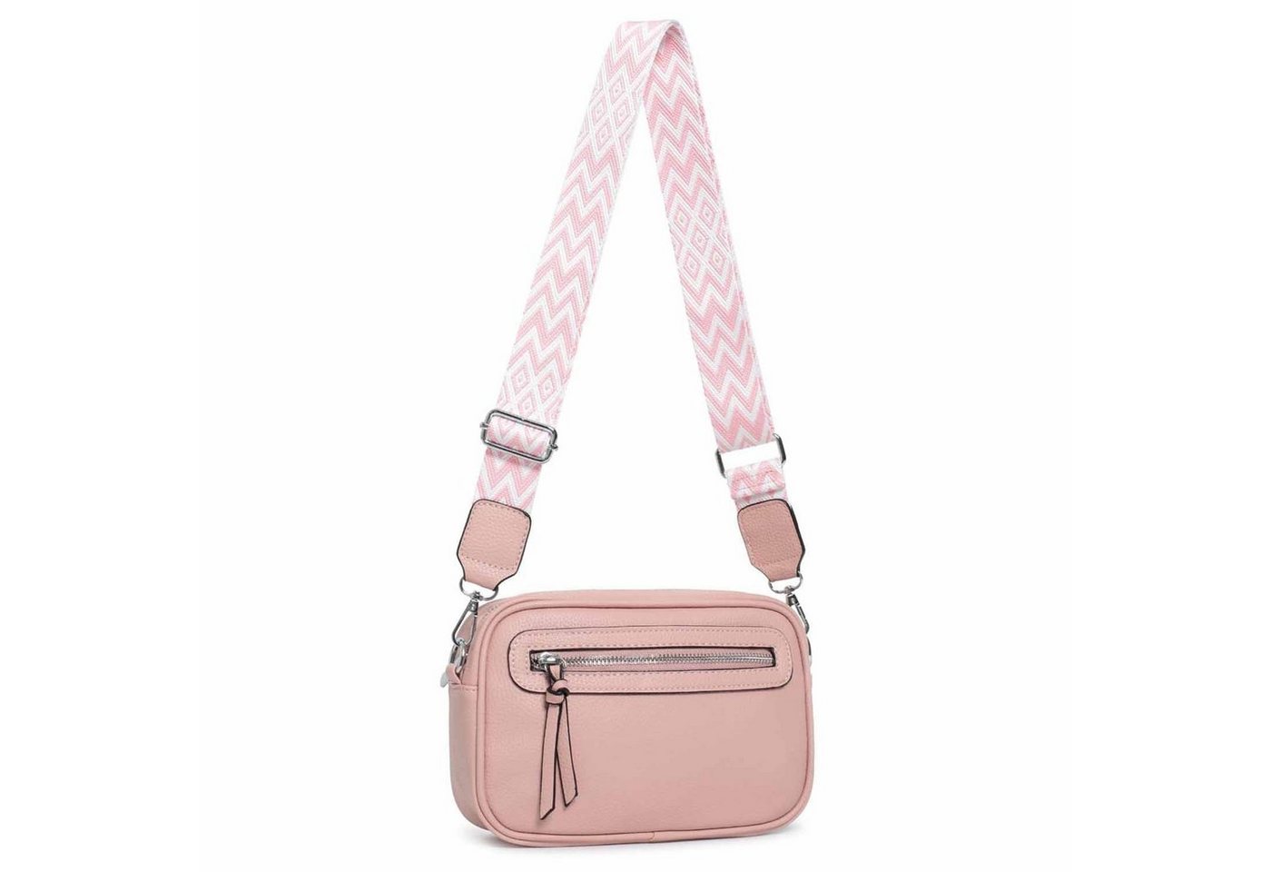 ITALYSHOP24 Schultertasche Damen Umhängetasche CrossBody Brusttasche Crossover Handtasche Reise (Tasche mit einem breitem Muster Stoffgurt/Umhängeband), Bodybag Cross Bag Schmucktasche Gürteltasche Muster Taschengurt Clutch von ITALYSHOP24