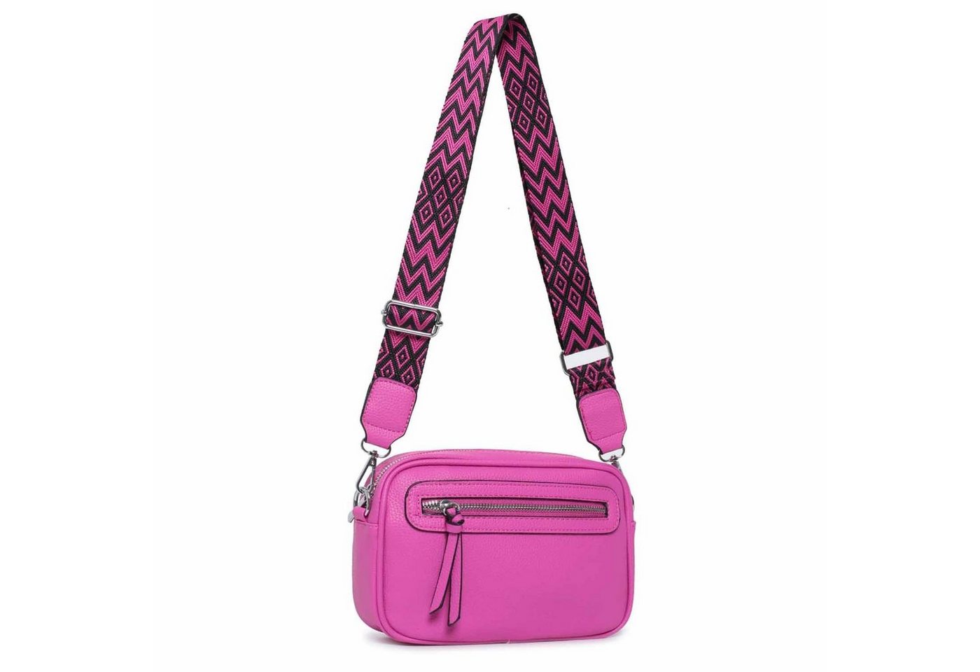 ITALYSHOP24 Schultertasche Damen Umhängetasche CrossBody Brusttasche Crossover Handtasche Reise (Tasche mit einem breitem Muster Stoffgurt/Umhängeband), Bodybag Cross Bag Schmucktasche Gürteltasche Muster Taschengurt Clutch von ITALYSHOP24