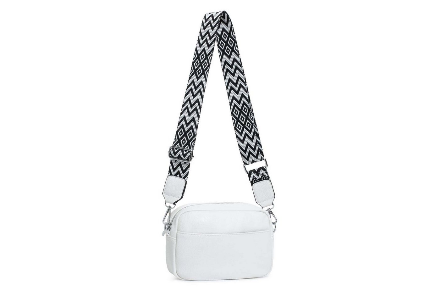 ITALYSHOP24 Schultertasche Damen kleine Umhängetasche CrossBody Crossover Handytasche Geldbörse (Spar-Set aus einer Tasche mit einem breitem Muster Stoffgurt/Umhängeband), Bodybag, Brusttasche, Hüfttasche, Muster Taschengurt, leicht Gewicht von ITALYSHOP24