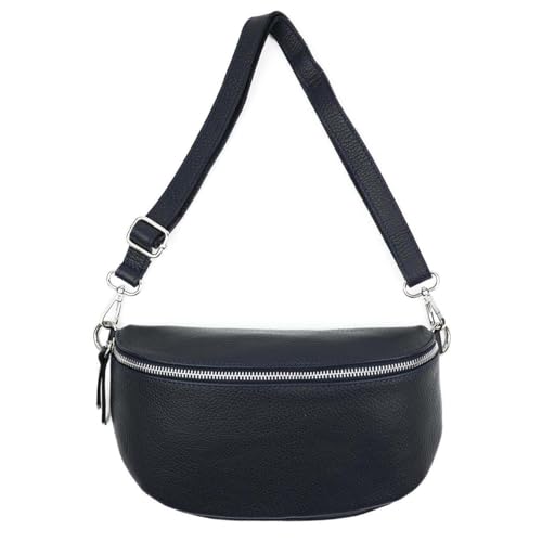 Made in Italy Damen Leder Tasche Gürteltasche Crossbody Hüfttasche Bauchtasche Umhängetasche Wildleder Brusttasche Crossover Bodybag Schultertasche Handytasche Geldtasche Dunkelblau (Leder) von ITALYSHOP24