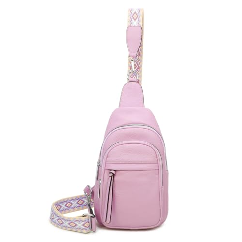 OBC Damen Bodybag Sling Tasche Rucksack Gürteltasche Crossbag Crossover Schultertasche Crossbody Brusttasche Umhängetasche Hellrosa V1 von ITALYSHOP24