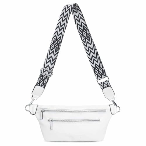 OBC Damen Brusttasche Tasche Crossbody Gürteltasche Umhängetasche Hüfttasche Cross-Over Bodybag Weiß von ITALYSHOP24