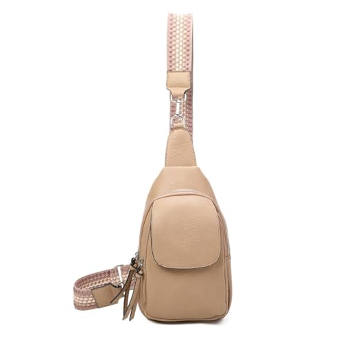 OBC Damen Crossbody Sling Tasche Rucksack Bodybag Crossbag Crossover Schultertasche Gürteltasche Brusttasche Umhängetasche Apricot von ITALYSHOP24