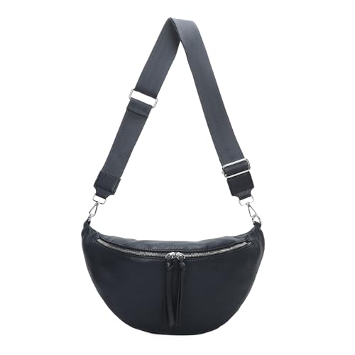 OBC Damen Tasche Crossbody Brusttasche Hüfttasche Schultertasche Umhängetasche Bauchtasche Gürteltasche Crossover Reisetasche Body Bag Kunstleder Dunkelblau Navy M von ITALYSHOP24