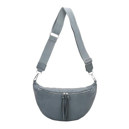 OBC Damen Tasche Crossbody Brusttasche Hüfttasche Schultertasche Umhängetasche Bauchtasche Gürteltasche Crossover Reisetasche Body Bag Kunstleder Jeans Blau M von ITALYSHOP24