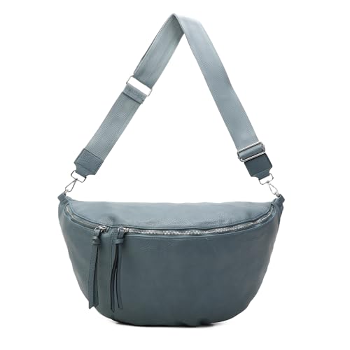 OBC Damen Tasche Crossbody Brusttasche Hüfttasche Schultertasche Umhängetasche Bauchtasche Gürteltasche Crossover Reisetasche Body Bag Kunstleder Jeans Blau XXL von ITALYSHOP24