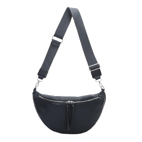 OBC Damen Tasche Crossbody Brusttasche Hüfttasche Schultertasche Umhängetasche Bauchtasche Gürteltasche Crossover Slingntasche Reise Bag Kunstleder Dunkelblau V2 von ITALYSHOP24