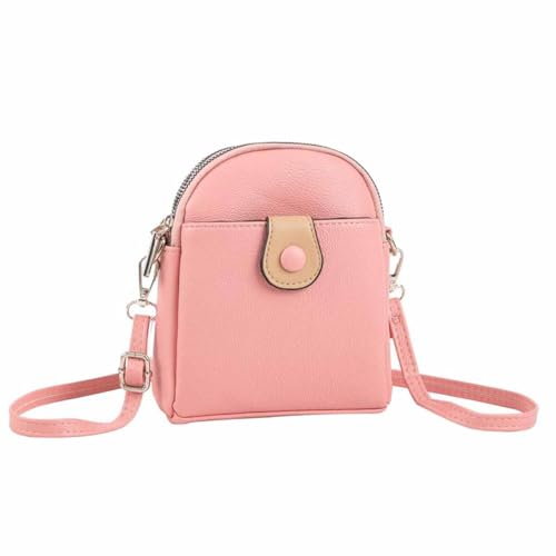 OBC Damen Tasche Crossbody Umhängetasche Bodybag Schultertasche Minibag Handytasche Crossover Kunstleder Handtasche Gürteltasche Abendtasche Rosa von ITALYSHOP24