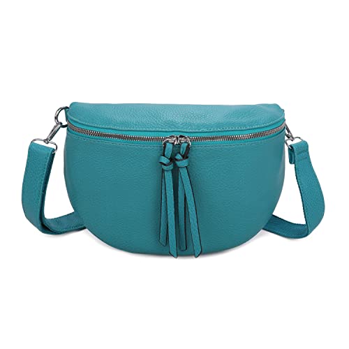 OBC Damen Tasche Gürteltasche Crossbody Hüfttasche Bauchtasche Umhängetasche Cross-Over Bodybag Schultertasche Handytasche Kosmetiktasche Kunst-Leder L155 Türkis von ITALYSHOP24