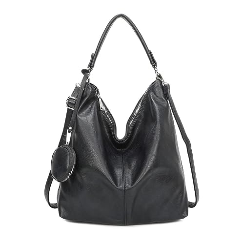 OBC Damen Tasche Shopper Hobo-Bag Schultertasche Umhängetasche Handtasche Damentasche Reisetasche Beuteltasche Leder Optik Dunkelblau von ITALYSHOP24