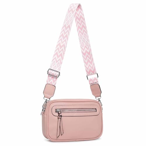 OBC Damen Tasche Umhängetasche Brusttasche Cross Over Body Bag Gürteltasche Schultertasche Bauchtasche Hüfttasche Abend Freizeit Reise Leder Optik Rosa von ITALYSHOP24