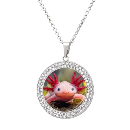 IUBBKI Axolotl-Anhänger-Halskette für Damen, runde Diamant-Halskette, Schmuckanhänger IUBBKI Axolotl-Anhänger-Halskette für Damen, runde Diamant-Halskette, Schmuckanhänger von IUBBKI