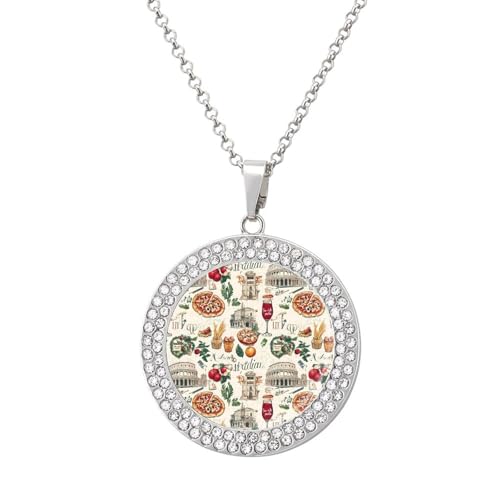 IUBBKI Halskette mit Anhänger „Italien-Pizza, europäisches italienisches Essen, für Damen, runde Diamant-Halskette, Schmuckanhänger IUBBKI Halskette mit Anhänger „Italien-Pizza, europäisches italienisches Essen, für Damen, runde Diamant-Halskette, Schmuckanhänger von IUBBKI