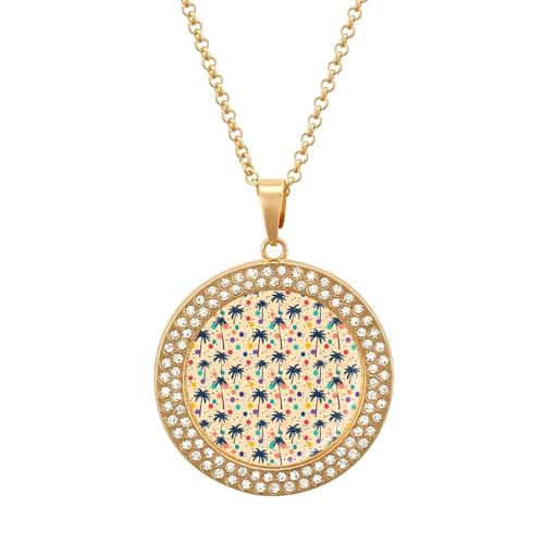 IUBBKI Halskette mit Anhänger „Kokosnussbäume – tropisch für Damen, runde Diamant-Halskette, Schmuckanhänger IUBBKI Halskette mit Anhänger „Kokosnussbäume – tropisch für Damen, runde Diamant-Halskette, Schmuckanhänger von IUBBKI