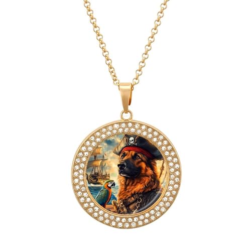 IUBBKI Halskette mit Anhänger „Piratean Shepherd Dog für Damen, runde Diamant-Halskette, Schmuckanhänger IUBBKI Halskette mit Anhänger „Piratean Shepherd Dog für Damen, runde Diamant-Halskette, Schmuckanhänger von IUBBKI