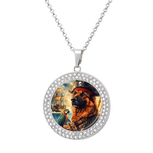 IUBBKI Halskette mit Anhänger „Piratean Shepherd Dog für Damen, runde Diamant-Halskette, Schmuckanhänger IUBBKI Halskette mit Anhänger „Piratean Shepherd Dog für Damen, runde Diamant-Halskette, Schmuckanhänger von IUBBKI