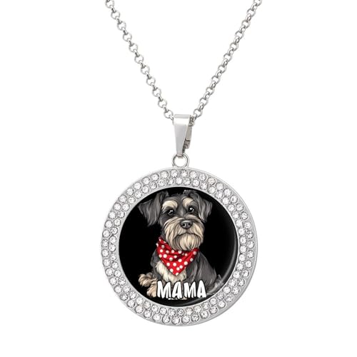 IUBBKI Halskette mit Anhänger „Schnauzer Mom für Frauen, runde Diamant-Halskette, Schmuckanhänger IUBBKI Halskette mit Anhänger „Schnauzer Mom für Frauen, runde Diamant-Halskette, Schmuckanhänger von IUBBKI