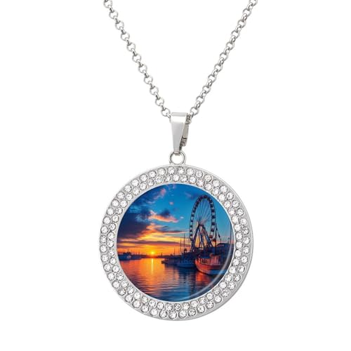 IUBBKI Halskette mit Anhänger am Altstadtpier in Helsinki, Finnland, für Damen, runde Diamantkette, Schmuckanhänger IUBBKI Halskette mit Anhänger am Altstadtpier in Helsinki, Finnland, für Damen, runde Diamantkette, Schmuckanhänger von IUBBKI