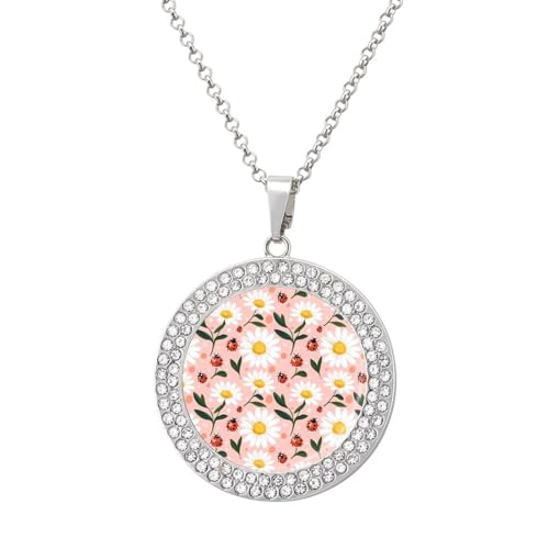 IUBBKI Halskette mit Gänseblümchen-Marien -Anhänger für Damen, runde Diamant-Halskette, Schmuckanhänger IUBBKI Halskette mit Gänseblümchen-Marien -Anhänger für Damen, runde Diamant-Halskette, Schmuckanhänger von IUBBKI