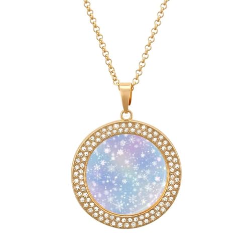 IUBBKI Halskette mit Schnee-Anhänger für Damen, runde Diamant-Halskette, Schmuckanhänger IUBBKI Halskette mit Schnee-Anhänger für Damen, runde Diamant-Halskette, Schmuckanhänger von IUBBKI