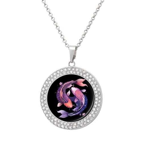 IUBBKI Halskette mit japanischem Yin-Yang-Fisch-Anhänger für Damen, runde Diamant-Halskette, Schmuckanhänger IUBBKI Halskette mit japanischem Yin-Yang-Fisch-Anhänger für Damen, runde Diamant-Halskette, Schmuckanhänger von IUBBKI