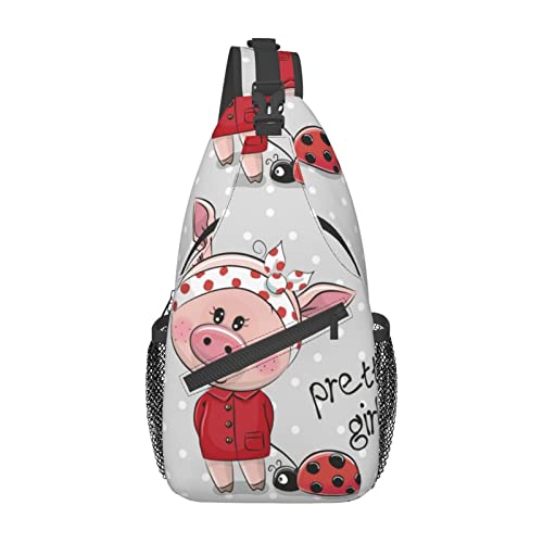 Pink Pig Wunderschöne Vintage-Umhängetasche mit rosa Blumenmotiv, Umhängetasche für Herren und Damen, geeignet für Freizeit und Reisen Pink Pig Wunderschöne Vintage-Umhängetasche mit rosa Blumenmotiv, Umhängetasche für Herren und Damen, geeignet für Freizeit und Reisen von IUBBKI