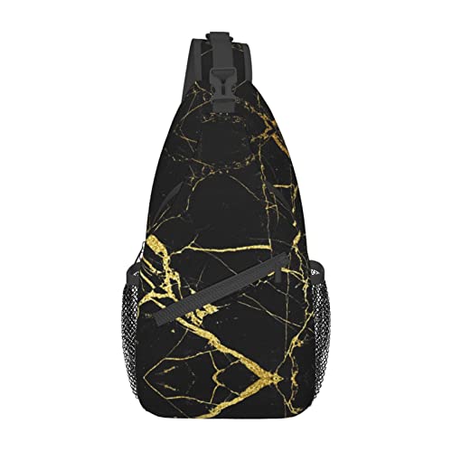 Schwarz-Gold-Marmor-Elegante Pfau-Tasche, Umhängetasche, Rucksack für Damen und Herren, Brusttasche, Wandertasche für Camping, Radfahren, Reisen, Radfahren, diagonale Tasche Schwarz-Gold-Marmor-Elegante Pfau-Tasche, Umhängetasche, Rucksack für Damen und Herren, Brusttasche, Wandertasche für Camping, Radfahren, Reisen, Radfahren, diagonale Tasche von IUBBKI