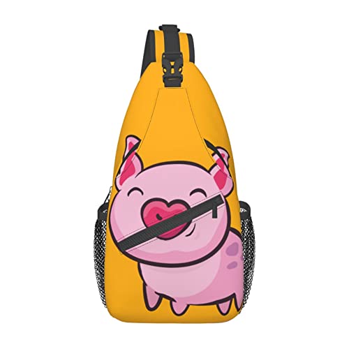 Smile Pink Pig Lavender Bouquet Bag Umhängetasche für Damen und Herren, Brusttasche, Wandertasche für Camping, Radfahren, Reisen, Radfahren, diagonale Tasche Smile Pink Pig Lavender Bouquet Bag Umhängetasche für Damen und Herren, Brusttasche, Wandertasche für Camping, Radfahren, Reisen, Radfahren, diagonale Tasche von IUBBKI