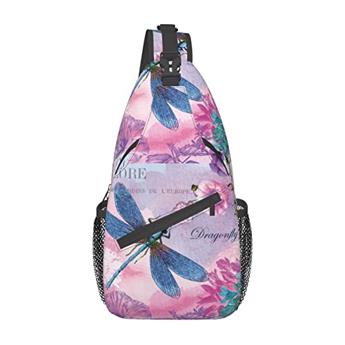 Umhängetasche mit rosa Blumen und Libellen- -Delphin, der Sie anschaut, Umhängetasche für Herren und Damen, für Freizeit und Reisen Umhängetasche mit rosa Blumen und Libellen- -Delphin, der Sie anschaut, Umhängetasche für Herren und Damen, für Freizeit und Reisen von IUBBKI