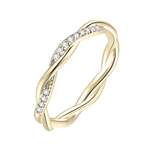 IUNSER Modische Ringe Frauen Mode Ring Kreuzgewickelte Ringe Ringe Für Frauen Anillos Zirkonia Weibliche Mujer Ringe Alu Ringe Set (Gold, 10) von IUNSER