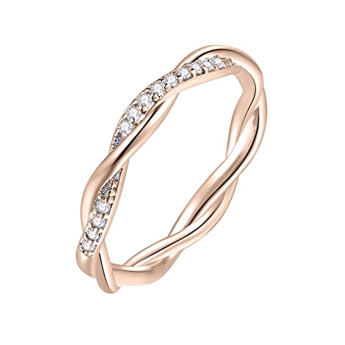 IUNSER Modische Ringe Frauen Mode Ring Kreuzgewickelte Ringe Ringe Für Frauen Anillos Zirkonia Weibliche Mujer Ringe Alu Ringe Set (Rose Gold, 10) von IUNSER