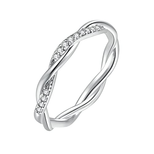 IUNSER Modische Ringe Frauen Mode Ring Kreuzgewickelte Ringe Ringe Für Frauen Anillos Zirkonia Weibliche Mujer Ringe Alu Ringe Set (Silver, 8) von IUNSER