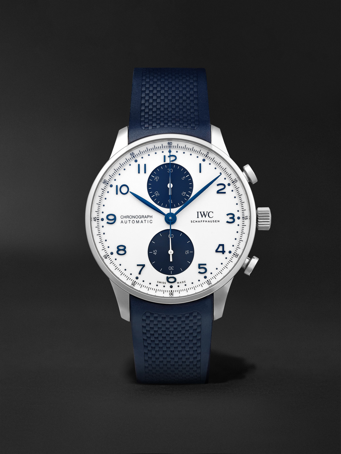 IWC Schaffhausen - Portugieser Automatic Chronograph 41mm Stainless Steel and Rubber Watch, Ref. No. IW371620 - Men - Blue von IWC Schaffhausen