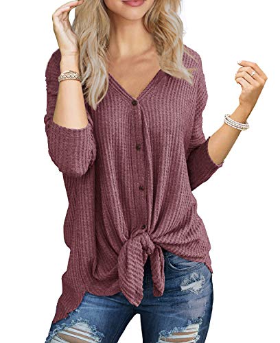 IWOLLENCE Langarmshirt Damen V-Ausschnitt Musselin Bluse Oversize Shirt Oberteile Herbst Tunika Langarm Stilltops von IWOLLENCE