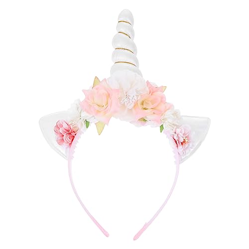 IWOWHERO einhorn stirnband Kinderhaaraccessoires für Mädchen Blumenmädchen-Stirnband Haargummis Einhorn-Kopfbedeckung Einhorn-Ohr-Stirnband Cosplay schmücken künstliche Stoff Weiß von IWOWHERO